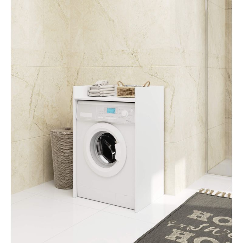 Casa si Gradina - Mobilier - Mobilier baie - Corpuri baie - Masca pentru masina de spalat cu polita, PAL laminat, 64x50x98 cm, alb - Infinity.ro