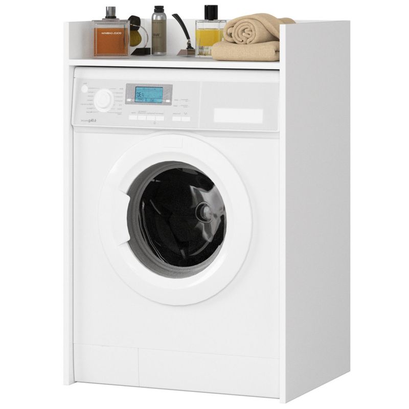 Casa si Gradina - Mobilier - Mobilier baie - Corpuri baie - Masca pentru masina de spalat cu polita, PAL laminat, 64x50x98 cm, alb - Infinity.ro