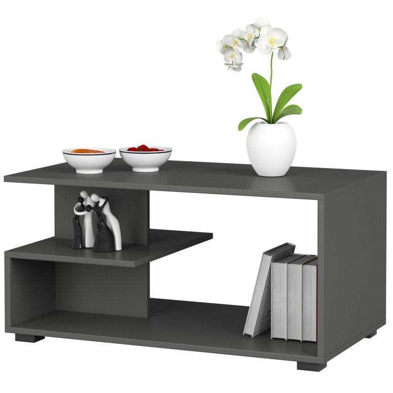 Casa si Gradina - Mobilier - Mese si birouri - Masute de cafea - Masuta de cafea, PAL laminat, 90x51x45 cm, gri grafit - Infinity.ro