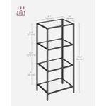 Casa si Gradina - Mobilier - Biblioteci si rafturi - Biblioteci - Raft cu trepte pentru dormitor, 4 etaje, din sticla securizata, cadru din otel, 30x95x40cm, negru - Infinity.ro