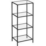 Casa si Gradina - Mobilier - Biblioteci si rafturi - Biblioteci - Raft cu trepte pentru dormitor, 4 etaje, din sticla securizata, cadru din otel, 30x95x40cm, negru - Infinity.ro