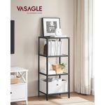 Casa si Gradina - Mobilier - Biblioteci si rafturi - Biblioteci - Raft cu trepte pentru dormitor, 4 etaje, din sticla securizata, cadru din otel, 30x95x40cm, negru - Infinity.ro