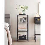Casa si Gradina - Mobilier - Biblioteci si rafturi - Biblioteci - Raft cu trepte pentru dormitor, 4 etaje, din sticla securizata, cadru din otel, 30x95x40cm, negru - Infinity.ro