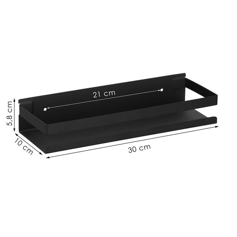 Casa si Gradina - Mobilier - Mobilier baie - Corpuri baie - Raft de baie cu 2 sisteme instalare pe perete, aluminiu, 30x10x6cm, negru - Infinity.ro
