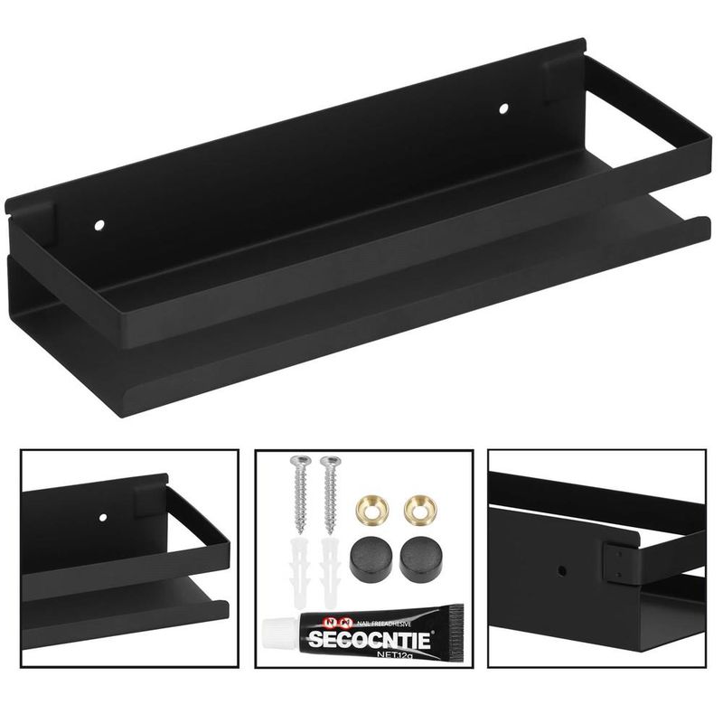 Casa si Gradina - Mobilier - Mobilier baie - Corpuri baie - Raft de baie cu 2 sisteme instalare pe perete, aluminiu, 30x10x6cm, negru - Infinity.ro