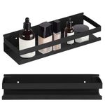 Casa si Gradina - Mobilier - Mobilier baie - Corpuri baie - Raft de baie cu 2 sisteme instalare pe perete, aluminiu, 30x10x6cm, negru - Infinity.ro