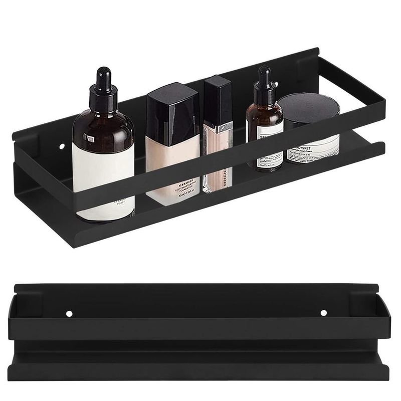 Casa si Gradina - Mobilier - Mobilier baie - Corpuri baie - Raft de baie cu 2 sisteme instalare pe perete, aluminiu, 30x10x6cm, negru - Infinity.ro