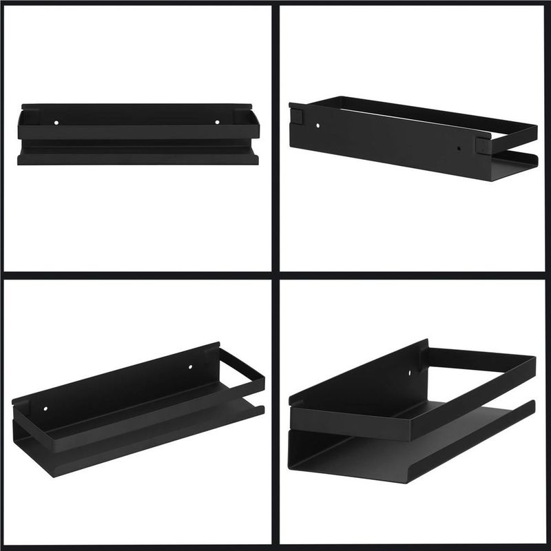 Casa si Gradina - Mobilier - Mobilier baie - Corpuri baie - Raft de baie cu 2 sisteme instalare pe perete, aluminiu, 30x10x6cm, negru - Infinity.ro