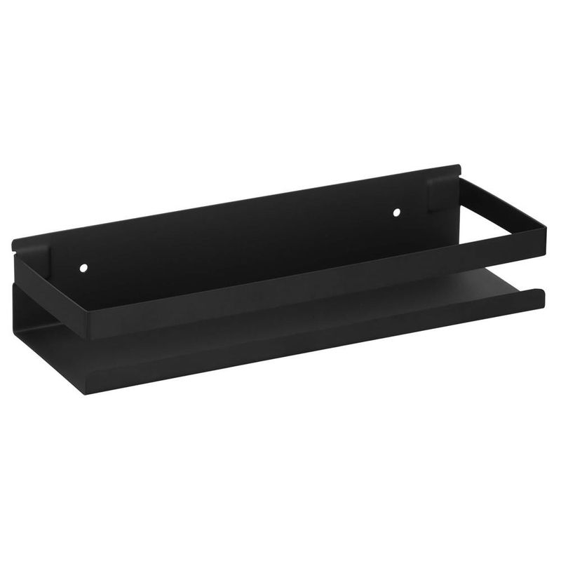 Casa si Gradina - Mobilier - Mobilier baie - Corpuri baie - Raft de baie cu 2 sisteme instalare pe perete, aluminiu, 30x10x6cm, negru - Infinity.ro