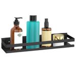 Casa si Gradina - Sanitare - Suporturi si accesorii baie - Suporturi baie - Raft de baie cu 2 sisteme instalare pe perete, aluminiu, 40x10x6cm, negru - Infinity.ro