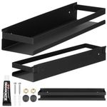 Casa si Gradina - Sanitare - Suporturi si accesorii baie - Suporturi baie - Raft de baie cu 2 sisteme instalare pe perete, aluminiu, 40x10x6cm, negru - Infinity.ro