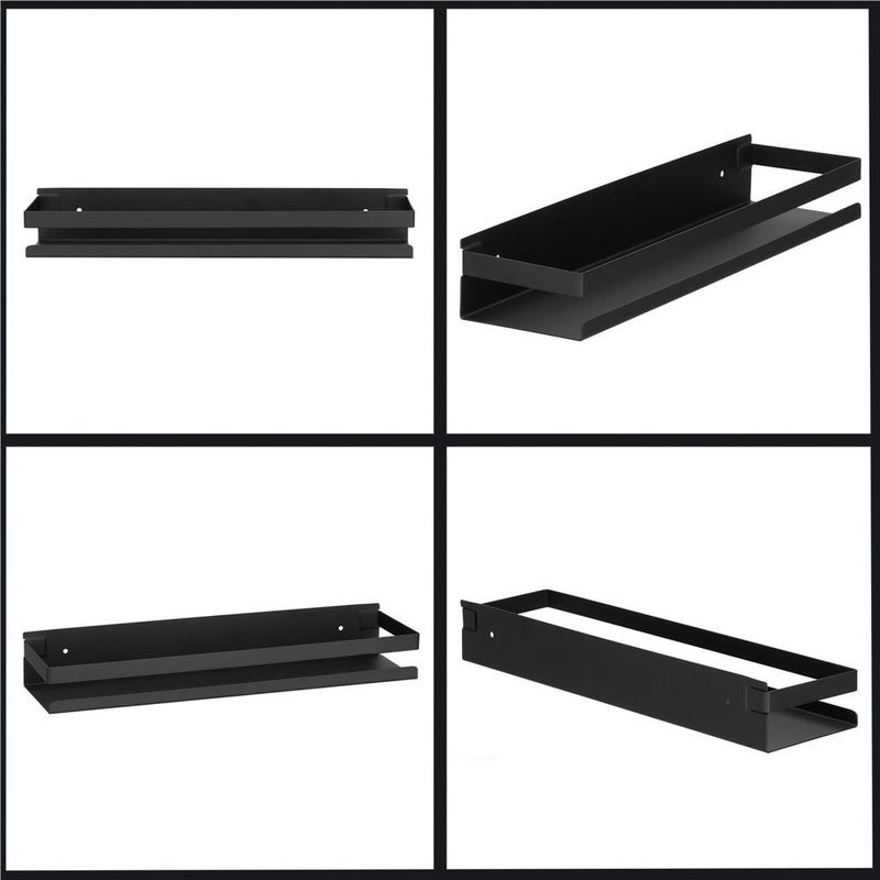 Casa si Gradina - Sanitare - Suporturi si accesorii baie - Suporturi baie - Raft de baie cu 2 sisteme instalare pe perete, aluminiu, 40x10x6cm, negru - Infinity.ro