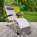 Casa si Gradina - Gradina si terasa - Mobilier exterior - Scaune si sezlonguri gradina - Sezlong pliabil pentru plaja sau gradina, cu perna si tetiera, functie pat, 64x178cm, gri - Infinity.ro