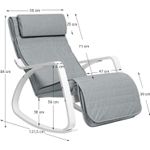 Casa si Gradina - Mobilier - Scaune si fotolii - Scaune - Scaun balansoar din lemn, suport picioare reglabil, maxim 150kg, 67x122x84cm, gri deschis - Infinity.ro