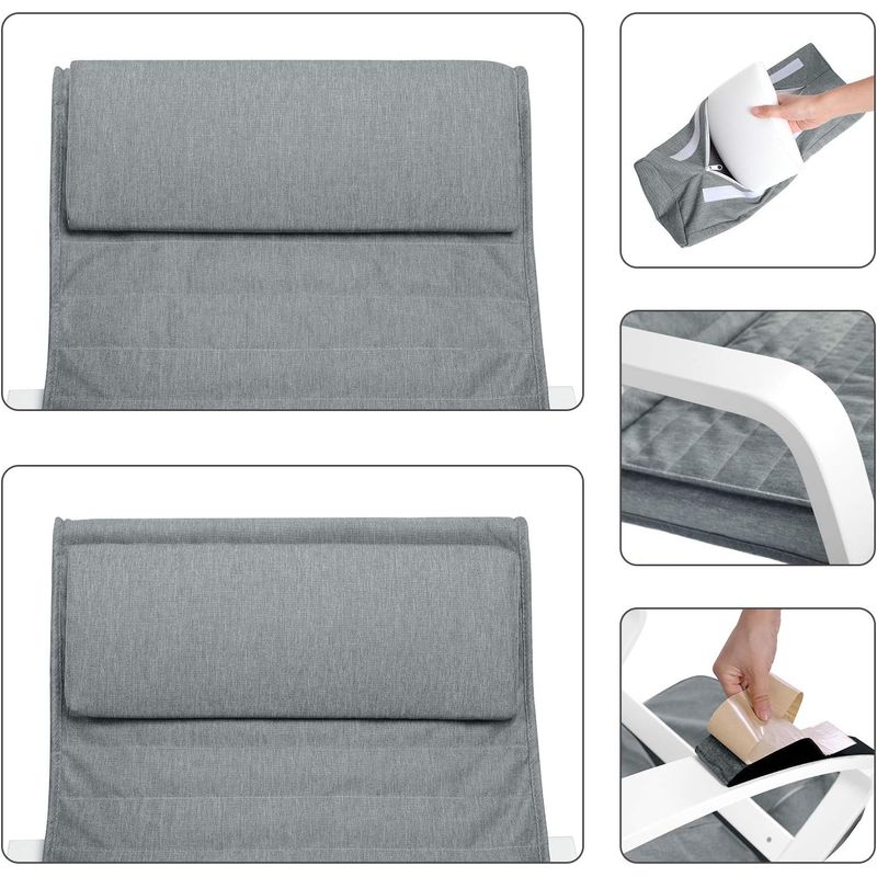 Casa si Gradina - Mobilier - Scaune si fotolii - Scaune - Scaun balansoar din lemn, suport picioare reglabil, maxim 150kg, 67x122x84cm, gri deschis - Infinity.ro