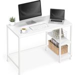 Casa si Gradina - Mobilier - Mese si birouri - Birouri - Birou cu 2 rafturi stanga sau dreapta, stil industrial, 60x120x76 cm, alb - Infinity.ro