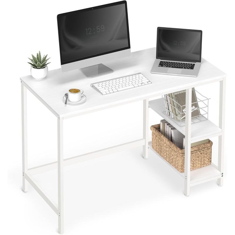 Casa si Gradina - Mobilier - Mese si birouri - Birouri - Birou cu 2 rafturi stanga sau dreapta, stil industrial, 60x120x76 cm, alb - Infinity.ro