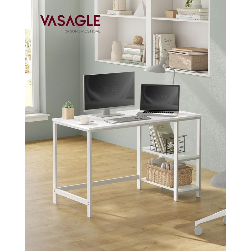 Casa si Gradina - Mobilier - Mese si birouri - Birouri - Birou cu 2 rafturi stanga sau dreapta, stil industrial, 60x120x76 cm, alb - Infinity.ro