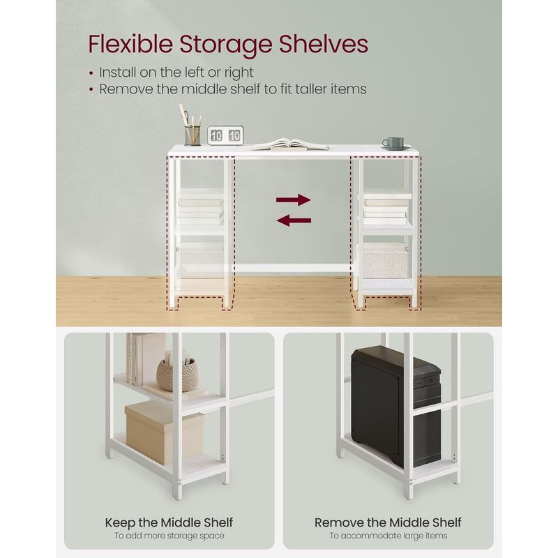 Casa si Gradina - Mobilier - Mese si birouri - Birouri - Birou cu 2 rafturi stanga sau dreapta, stil industrial, 60x120x76 cm, alb - Infinity.ro