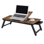 Laptop, Telefoane si Tablete - Laptopuri si accesorii - Accesorii Laptop - Standuri/Coolere notebook - Masa de pat pentru laptop, plabila si reglabila, 71x35x23 cm, maro - Infinity.ro