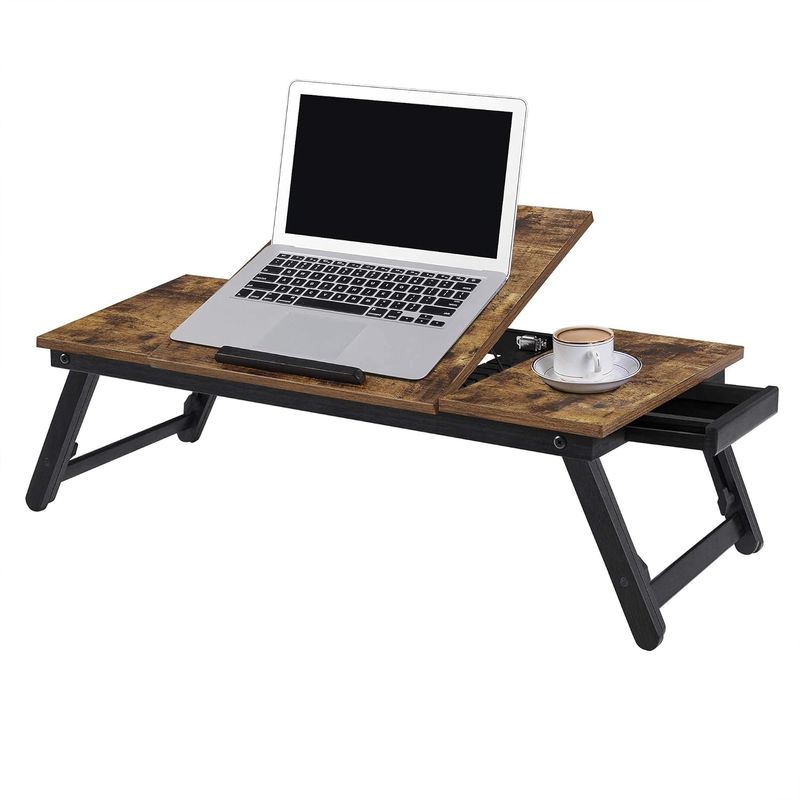 Laptop, Telefoane si Tablete - Laptopuri si accesorii - Accesorii Laptop - Standuri/Coolere notebook - Masa de pat pentru laptop, plabila si reglabila, 71x35x23 cm, maro - Infinity.ro