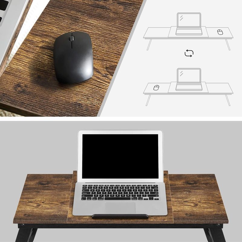Laptop, Telefoane si Tablete - Laptopuri si accesorii - Accesorii Laptop - Standuri/Coolere notebook - Masa de pat pentru laptop, plabila si reglabila, 71x35x23 cm, maro - Infinity.ro