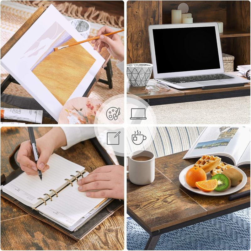 Laptop, Telefoane si Tablete - Laptopuri si accesorii - Accesorii Laptop - Standuri/Coolere notebook - Masa de pat pentru laptop, plabila si reglabila, 71x35x23 cm, maro - Infinity.ro