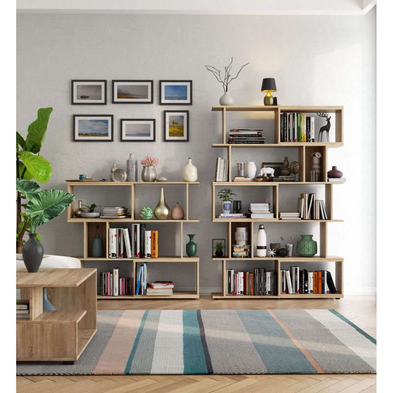 Casa si Gradina - Mobilier - Biblioteci si rafturi - Etajere - Etajera modulara cu 6 rafturi pentru depozitare, PAL laminat 16 mm, 120x28x108 cm, stejar sonoma - Infinity.ro