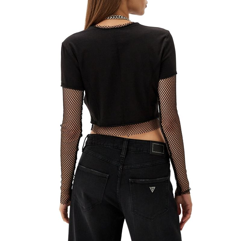 Fashion, accesorii si bijuterii - Femei - Imbracaminte femei - Camasi si bluze femei - Tricou de dama Guess Originals W4BP12 M INTL Negru - Infinity.ro