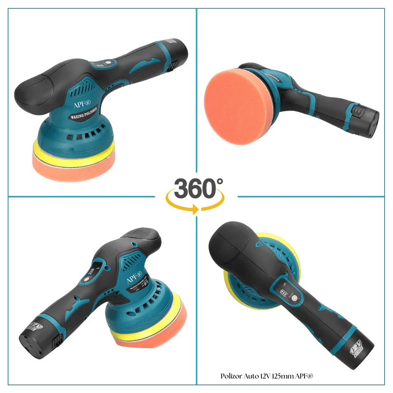 Casa si Gradina - Constructii - Scule electrice si accesorii - Slefuitoare - Masina de polisat cu excentric, Vaxiuja, 2500-5000 rpm, 5 inch diametrul,12V, 1500mAh, pentru detalii auto, Albastru - Infinity.ro