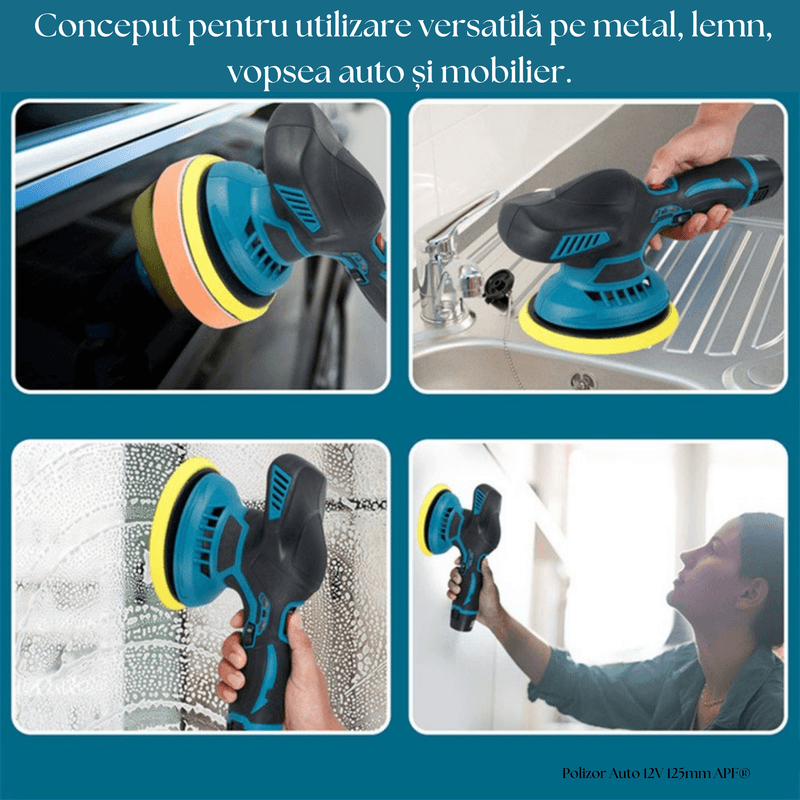 Casa si Gradina - Constructii - Scule electrice si accesorii - Slefuitoare - Masina de polisat cu excentric, Vaxiuja, 2500-5000 rpm, 5 inch diametrul,12V, 1500mAh, pentru detalii auto, Albastru - Infinity.ro