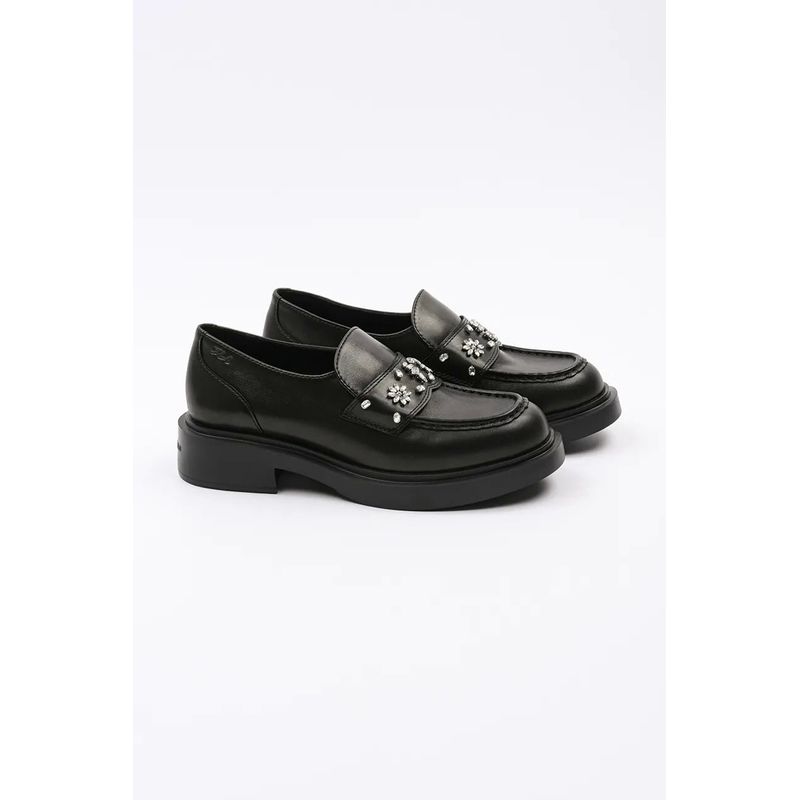 Fashion, accesorii si bijuterii - Femei - Incaltaminte femei - Pantofi femei - Pantofi loafer Karl Lagerfeld din piele cu strasuri Negru 38 EU - Infinity.ro