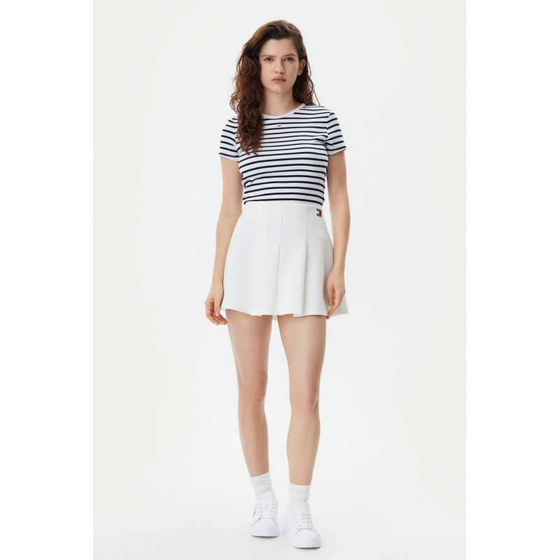Fashion, accesorii si bijuterii - Femei - Imbracaminte femei - Tricouri si topuri femei - Tricou Dama Tommy Hilfiger DW0DW17383 S INTL Alb - Infinity.ro