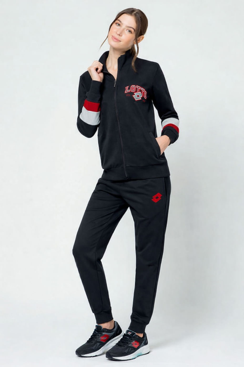 Trening dama Lotto LA6075, set sport cu bluza si pantaloni S INTL Negru