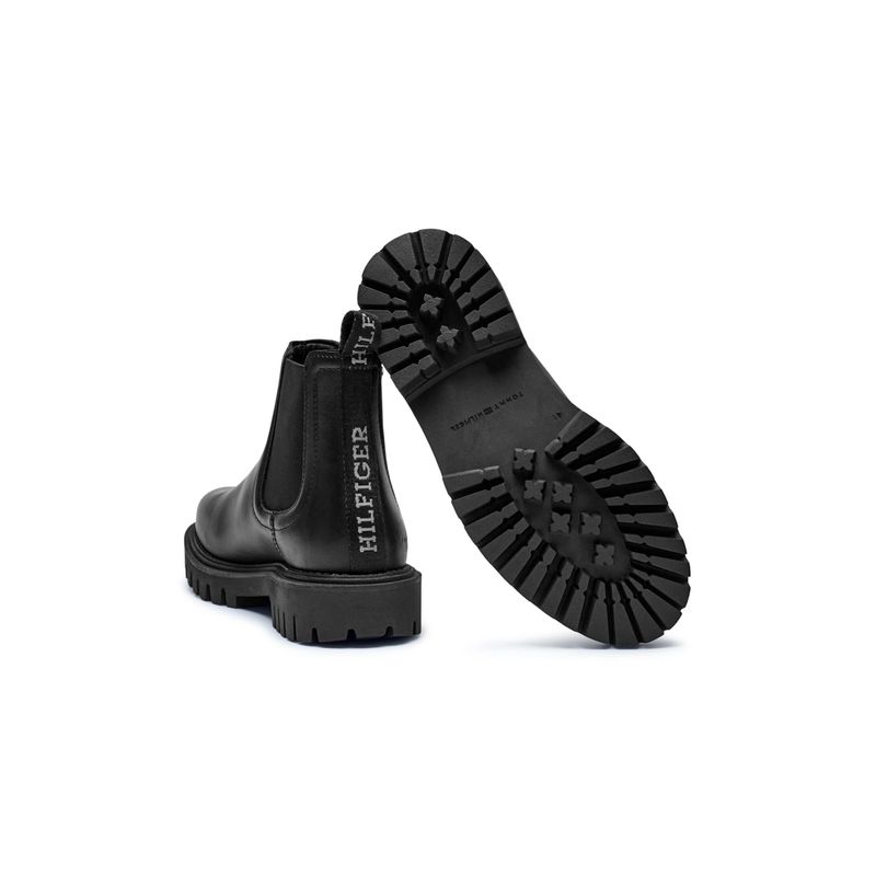 Fashion, accesorii si bijuterii - Barbati - Incaltaminte barbati - Ghete barbati - Ghete Chelsea din Piele Tommy Hilfiger CHUNKY FM0FM05197 44 EU Negru - Infinity.ro