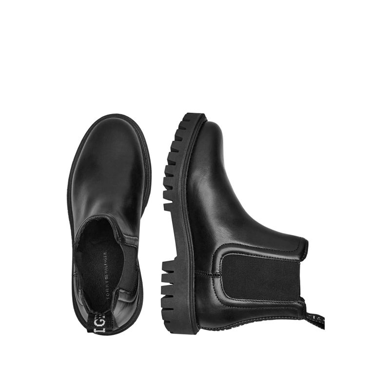 Fashion, accesorii si bijuterii - Barbati - Incaltaminte barbati - Ghete barbati - Ghete Chelsea din Piele Tommy Hilfiger CHUNKY FM0FM05197 44 EU Negru - Infinity.ro
