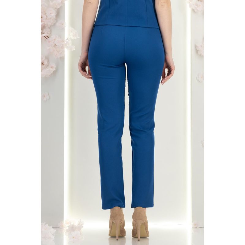 Fashion, accesorii si bijuterii - Femei - Imbracaminte femei - Pantaloni femei - Pantaloni dama din stofa, conici, cu talie inalta si buzunare laterale M INTL Albastru - Infinity.ro