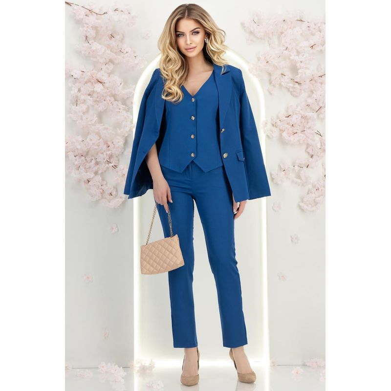 Fashion, accesorii si bijuterii - Femei - Imbracaminte femei - Pantaloni femei - Pantaloni dama din stofa, conici, cu talie inalta si buzunare laterale M INTL Albastru - Infinity.ro