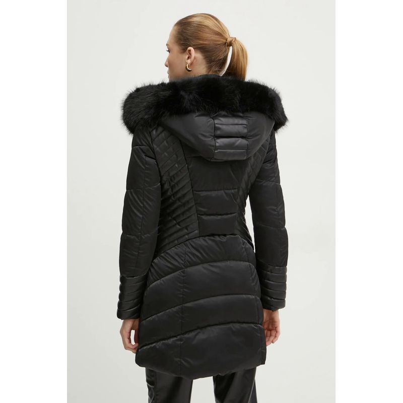 Fashion, accesorii si bijuterii - Femei - Imbracaminte femei - Jachete si geci femei - Geaca Dama Guess OXANA W4BL61 – Matlasata, Cambrata, cu Gluga din Blana Sintetica Negru S INTL - Infinity.ro