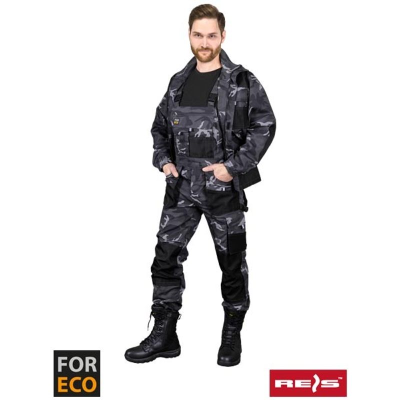 Casa si Gradina - Constructii - Echipamente de lucru - Imbracaminte protectia muncii - Salopeta de lucru din tercot, Reis, buzunare multiple si genunchi intariti, FORECO_B_SBP 46 Camuflaj GRI - Infinity.ro