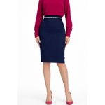 Fashion, accesorii si bijuterii - Femei - Imbracaminte femei - Fuste femei - Fusta creion pana la genunchi din stofa elastica, accesorizata cu perle S INTL Albastru - Infinity.ro