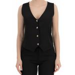 Fashion, accesorii si bijuterii - Femei - Imbracaminte femei - Sacouri si veste femei - Vesta eleganta din stofa, cu croi usor cambrat si decolteu in V M INTL Negru - Infinity.ro