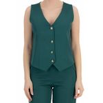 Fashion, accesorii si bijuterii - Femei - Imbracaminte femei - Sacouri si veste femei - Vesta eleganta din stofa, cu croi usor cambrat si decolteu in V L INTL Verde - Infinity.ro
