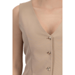 Fashion, accesorii si bijuterii - Femei - Imbracaminte femei - Sacouri si veste femei - Vesta eleganta din stofa, cu croi usor cambrat si decolteu in V S INTL Bej - Infinity.ro