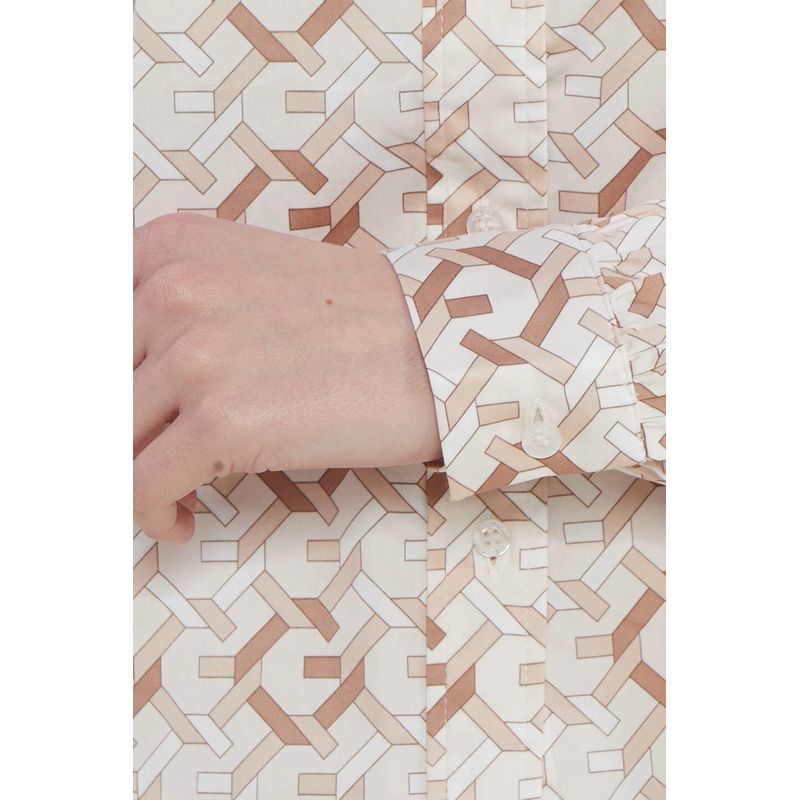 Fashion, accesorii si bijuterii - Femei - Imbracaminte femei - Camasi si bluze femei - Camasa dama Guess W4RH59 WE2Q0 M INTL Maro | Alb - Infinity.ro