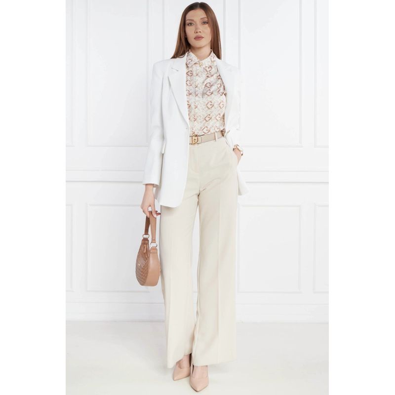 Fashion, accesorii si bijuterii - Femei - Imbracaminte femei - Camasi si bluze femei - Camasa dama Guess W4RH59 WE2Q0 M INTL Maro | Alb - Infinity.ro