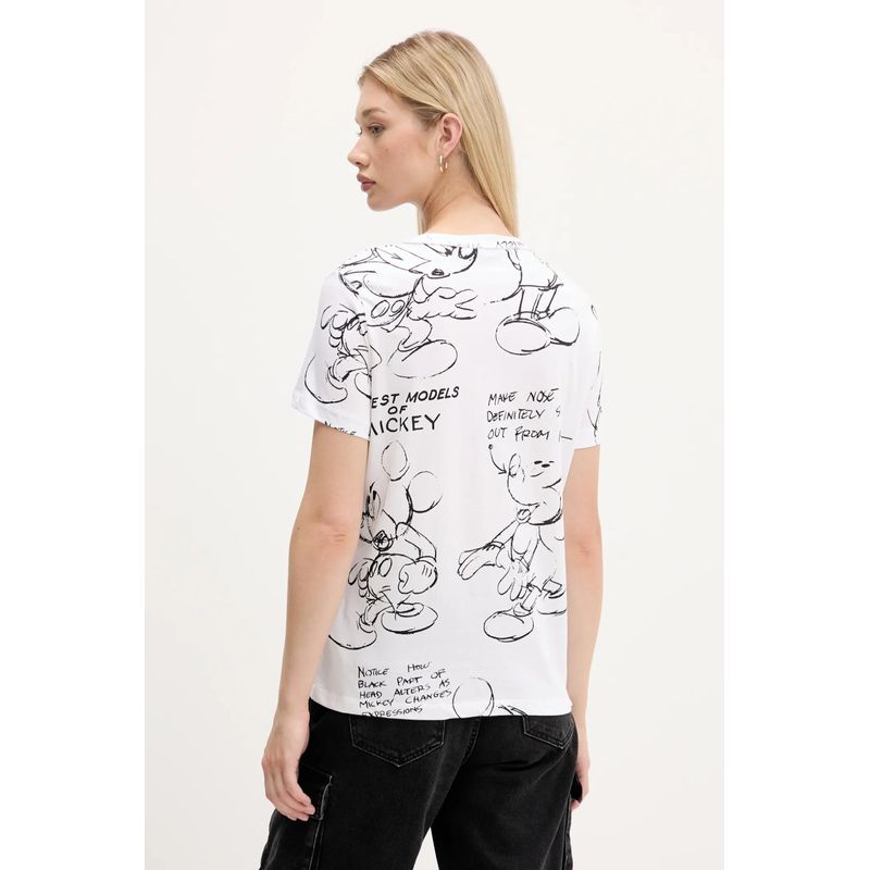 Fashion, accesorii si bijuterii - Femei - Imbracaminte femei - Tricouri si topuri femei - Tricou dama Desigual din bumbac MICKEY SKETCH L INTL Alb - Infinity.ro