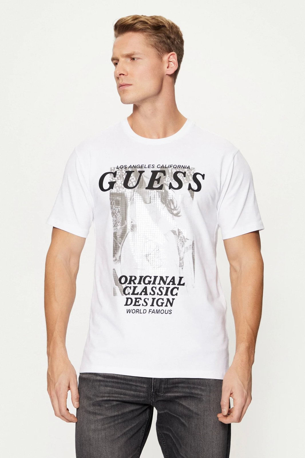 Tricou barbati Guess M4BI47 M INTL Alb