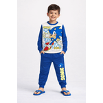 Fashion, accesorii si bijuterii - Copii - Lenjerie si pijamale copii - Pijamale copii - Pijamale copii Sonic SC40G4700, set 2 piese din bumbac 134-140 CM 9-10 ANI Albastru - Infinity.ro