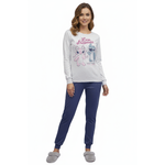 Fashion, accesorii si bijuterii - Femei - Lenjerie si pijamale femei - Pijamale femei - Pijama dama Disney Stitch DYD2707, set 2 piese din bumbac L INTL Gri - Infinity.ro
